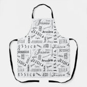 Jessica Custom Name Black White エプロン (正面)