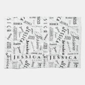 Jessica Custom Name Black White キッチンタオル (横)