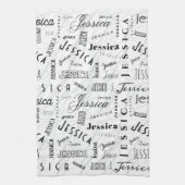 Jessica Custom Name Black White キッチンタオル (縦)