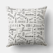 Jessica Custom Name Black White クッション (裏面)
