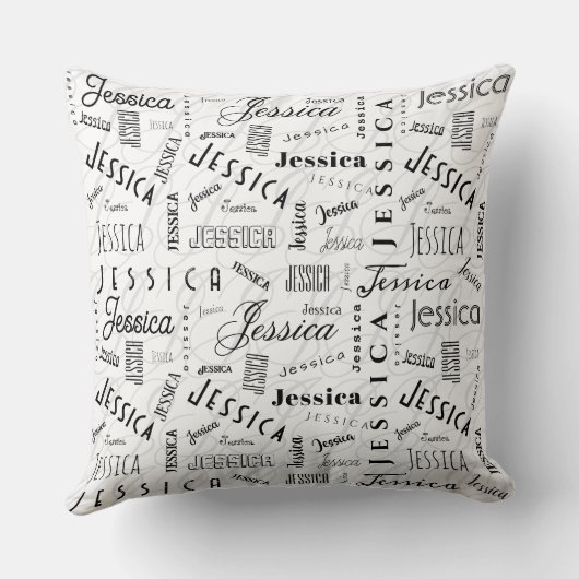 Jessica Custom Name Black White クッション (裏面)