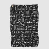 Jessica Custom Name Black White  ゴルフタオル (正面)
