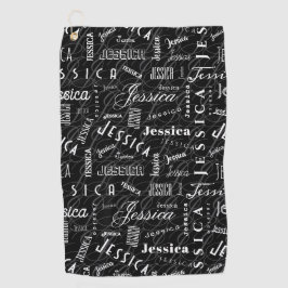 Jessica Custom Name Black White  ゴルフタオル