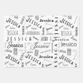 Jessica Custom Name Black White ラッピングペーパーシート (正面)