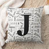 Jessica Custom Name Black White Monogram J クッション (ブランケット)