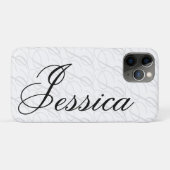 Jessica Custom Name Elegant Script Black White Case-Mate iPhoneケース (裏面(横))