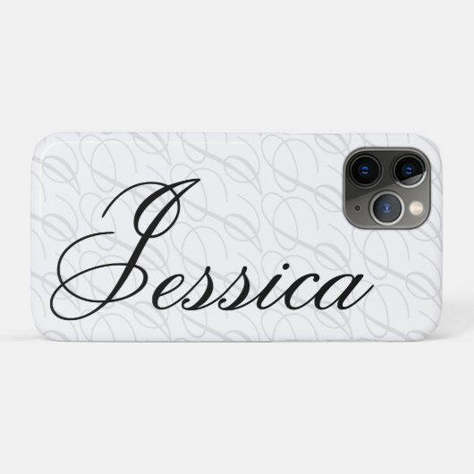 Jessica Custom Name Elegant Script Black White Case-Mate iPhoneケース (裏面(横))