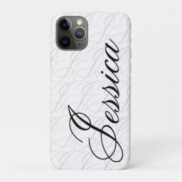 Jessica Custom Name Elegant Script Black White iPhone 11 Proケース