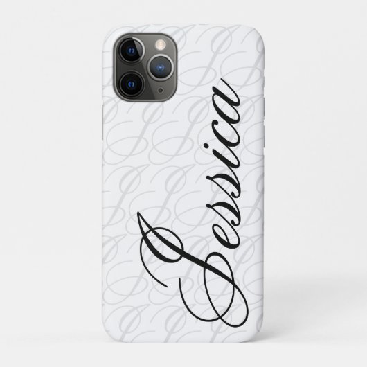 Jessica Custom Name Elegant Script Black White Case-Mate iPhoneケース (裏)