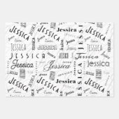 Jessica Custom Name Pink Black White ラッピングペーパーシート (正面)