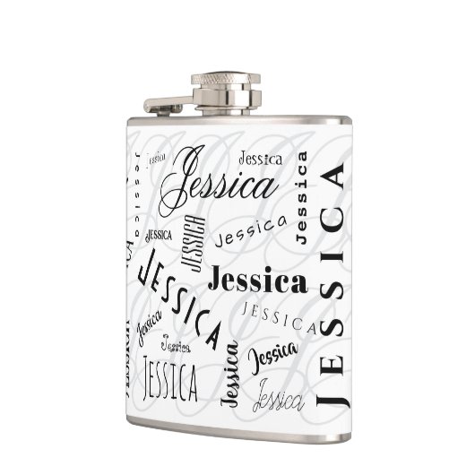 Jessica Custom Name Typography Vinyl Wrapped Flask フラスク (左)