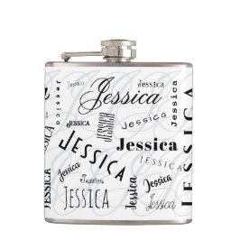 Jessica Custom Name Typography Vinyl Wrapped Flask フラスク