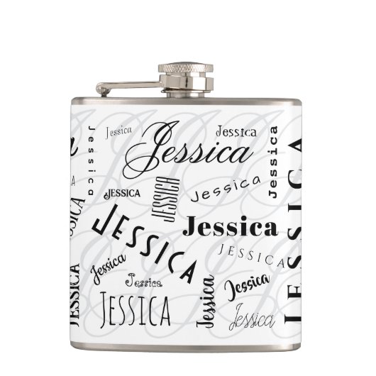 Jessica Custom Name Typography Vinyl Wrapped Flask フラスク (正面)