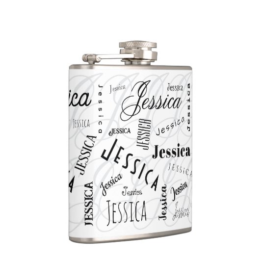 Jessica Custom Name Typography Vinyl Wrapped Flask フラスク (右)