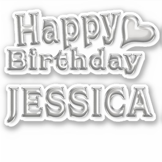 Jessica Happy Birthday silver Aufkleber Sticker シール (正面)