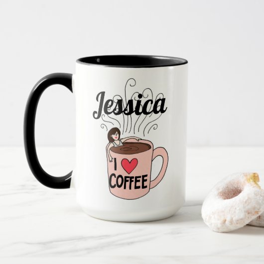 Jessica Loves Coffee Mug マグカップ (ドーナツ付き)