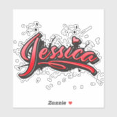 Jessica red Heart Graffiti Aufkleber Sticker シール (シート)