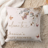 Jessica's Baby Shower Welcome Butterfly Floral クッション (ブランケット)