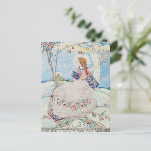 Jessie M. King Oh私の愛は赤いバラのようである ポストカード (スタンド正面)