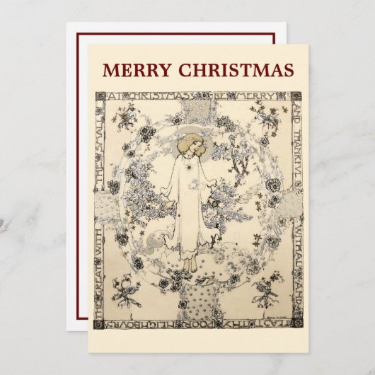 Jessie Marion Kingによるヴィンテージクリスマスグリーティング シーズンカード (正面/裏面)