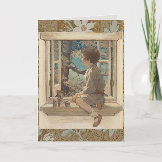 Jessie Wilcox Smith "Dream Blocks" Boy Window カード (正面)