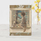 Jessie Wilcox Smith "Dream Blocks" Boy Window カード (黄色い花)