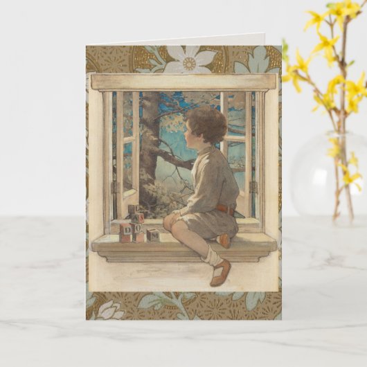 Jessie Wilcox Smith "Dream Blocks" Boy Window カード (黄色い花)