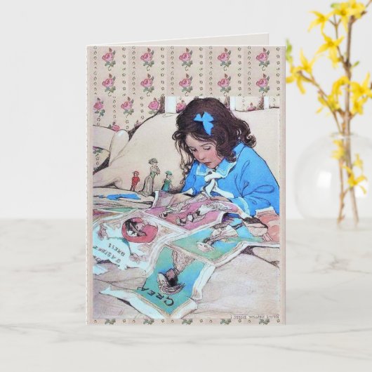 Jessie Wilcox Smith Paper Dolls Floral カード (黄色い花)