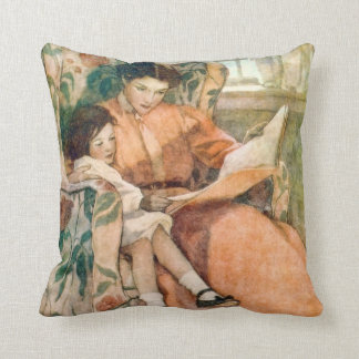 Jessie Willcoxスミスのファインアートを読む雨の日 クッション