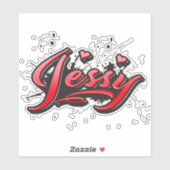 Jessy red Heart Graffiti Aufkleber Sticker シール (シート)