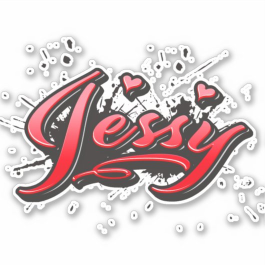 Jessy red Heart Graffiti Aufkleber Sticker シール (正面)