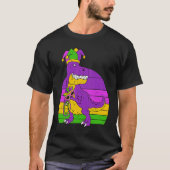 Jester Dinosaur Masquerade Mask Sleeping Mardi Gra Tシャツ (正面)