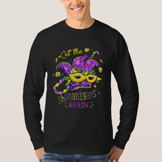 Jester Hat Let The Shenanigans Begin Mardi Gras Pa Tシャツ (正面)
