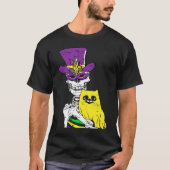 Jester Hat Skeleton Cat Mardi Gras Bones Carnival Tシャツ (正面)