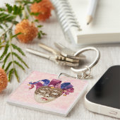 Jester Porcelain Mask with Ribbons and Bells キーホルダー (正面右)