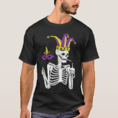 Jester Skeleton Masquerade Party Mardi Gras Mask C Tシャツ (正面)
