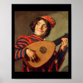 Jester with a Lute Poster Canvas Print ポスター (正面)