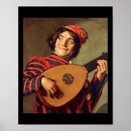 Jester with a Lute Poster Canvas Print ポスター (正面)