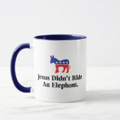 Jesusは象に乗らなかった - 民主党 マグカップ (左)