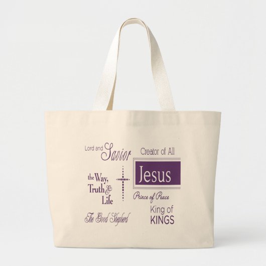 JESUSクリスチャントート&買い物袋の名前 ラージトートバッグ (正面)