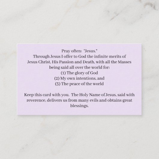 Jesus祈りの言葉標準、3.5インチx 2.0インチ名刺 名刺 (裏面)