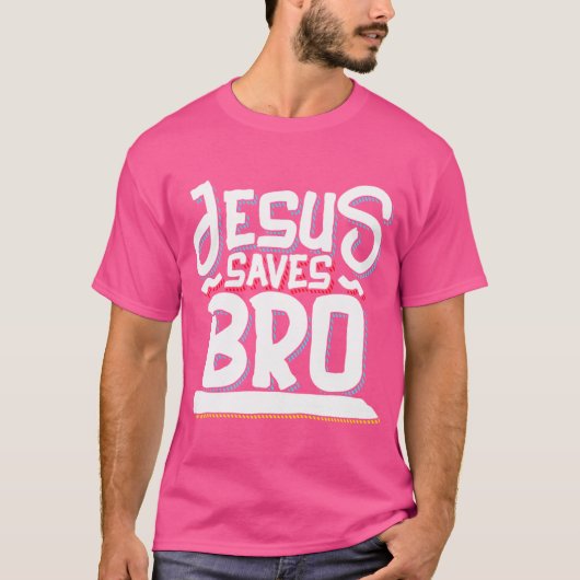 Jesus 救 Bro – イエスおもしろいさま Tシャツ (正面)