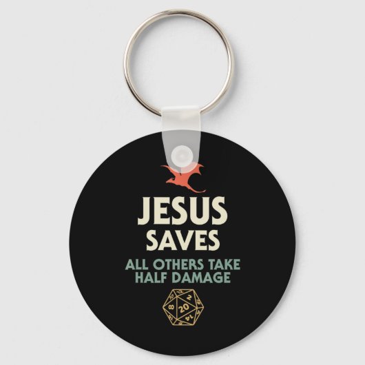 Jesus 救 DM Dragon D20サイコロギフトRPGロールプレイ キーホルダー (正面)