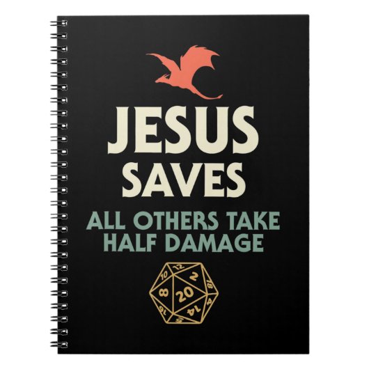 Jesus 救 DM Dragon D20サイコロギフトRPGロールプレイ ノートブック (正面)