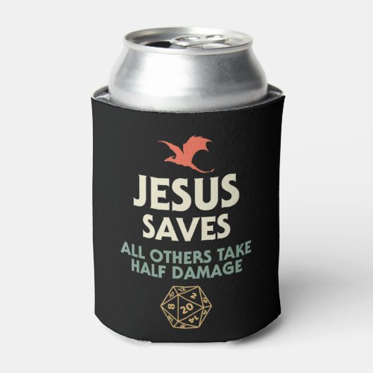 Jesus 救 DM Dragon D20サイコロギフトRPGロールプレイ 缶クーラー (缶正面)