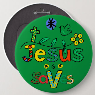 Jesus 救 I Doodles I KellyGrn i 6x6ボタン 缶バッジ