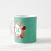 JESUS 祝 Mint Green Christmas Monogram コーヒーマグカップ (正面左)