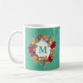 JESUS 祝 Mint Green Christmas Monogram コーヒーマグカップ (左)