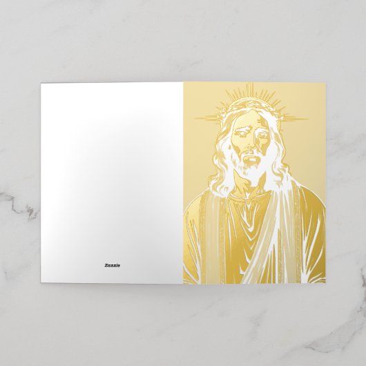 Jesus  箔グリーティングカード (外側レイダウン)
