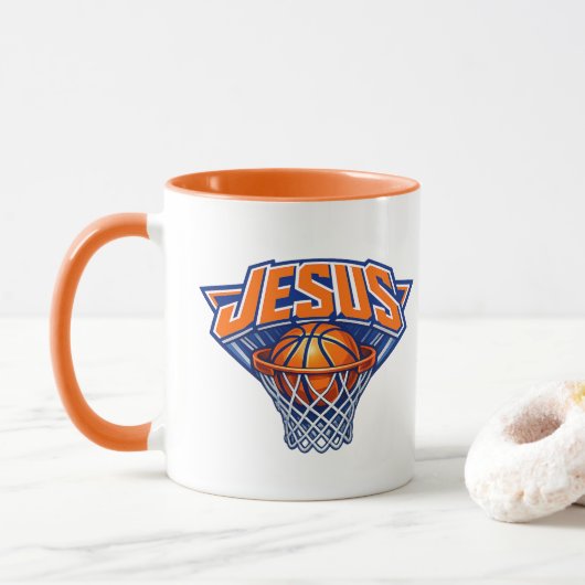 JESUS - 青とオレンジ マグカップ (ドーナツ)